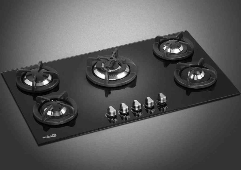 اجاق گاز رومیزی 5 شعله شیشه سیندژ پیچ قارچی پلوپز وسط