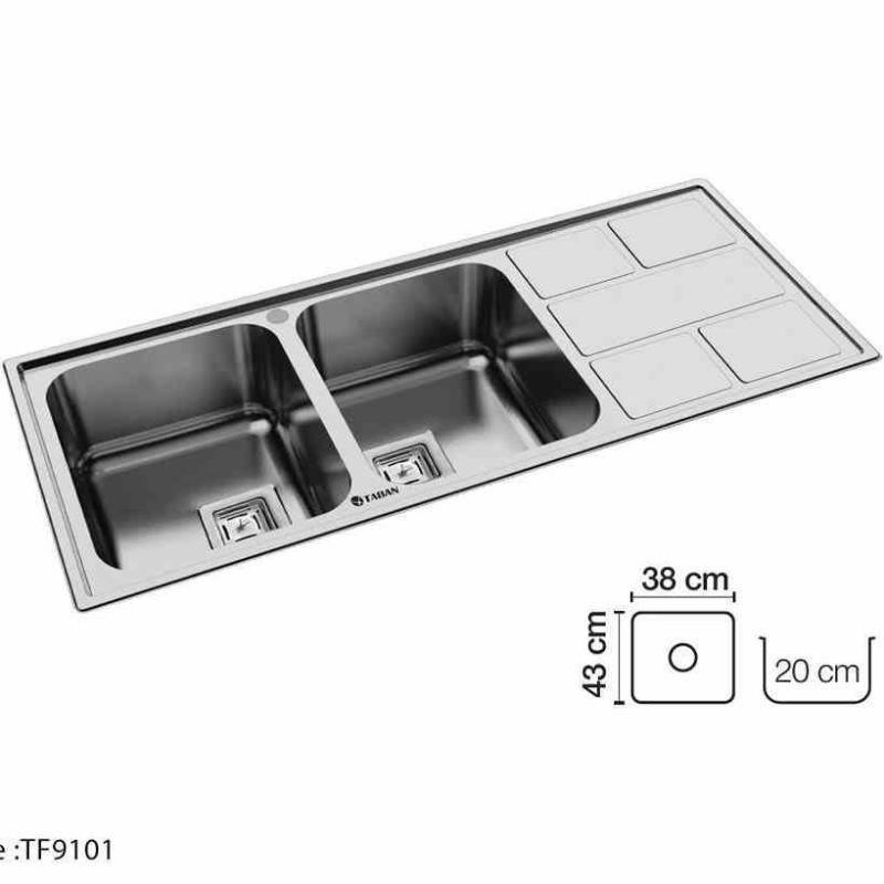 سینک ظرفشویی تابان مدل TF 9101 لگن چپ