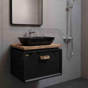 سنگ گاتریا مستطیل کابینت بامبو 90 مشکی طرح چوب