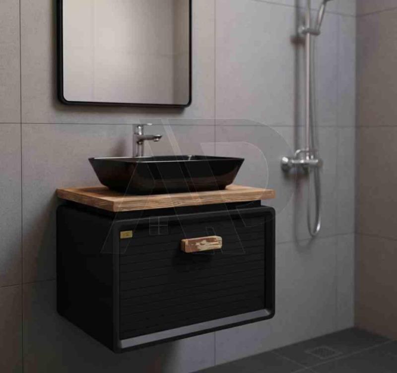 سنگ گاتریا مستطیل کابینت بامبو 60 مشکی طرح چوب