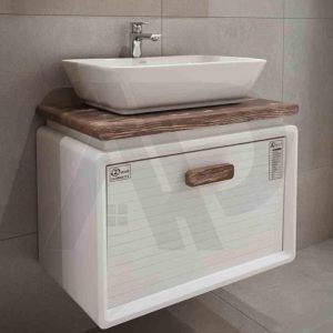 سنگ گاتریا مستطیل کابینت بامبو 70 سفید طرح چوب