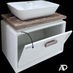 سنگ گاتریا مستطیل کابینت بامبو 70 سفید طرح چوب