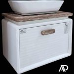 سنگ گاتریا مستطیل کابینت بامبو 70 سفید طرح چوب