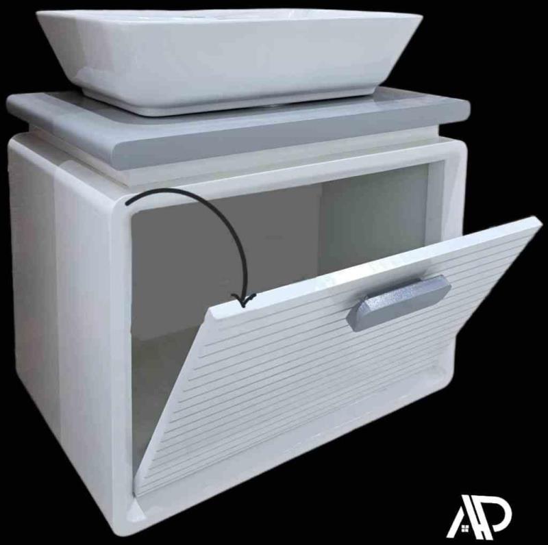 سنگ گاتریا مستطیل کابینت بامبو 70 سفید طوسی